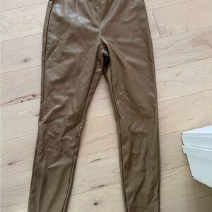 H&M Tan Faux Leather Pants